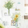 Naklejki ścienne naklejka słonecznika wazonowa kuchnia wodoodporne naklejki do sypialni salon zielona roślina dekoracja domu
