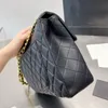 10A CC Tasche 32x20CM Schwarz Klassisch gesteppte Vintage Flap Bag Echtleder Diamant Designer Umhängetasche Gold Hardware Kette Große Kapazität Damen Luxus Umhängetasche Hand