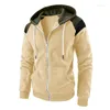 Herrjackor Herrens Autumn Winter Jacket Hoodie Långärmad Zip Splice Sweatshirt Casual Hooded Sportswear Street Men