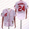 Vintage basebolltröja 24 Manny Ramirez Jersey 19 Bob Feller 14 Larry Doby Sydd filmtröjor