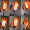 Pomarańczowy imbir prosty peruka przezroczyste koronkowe przednie ludzkie peruki dla kobiet Krótkie podświetlanie peruki syntetyczne