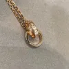 Lyxigt modehalsband Designer Smyckesfest Sterling Silver dubbla ringar diamanthänge Rose Gold halsband för kvinnor fancy dress långkedja smyckeskrin