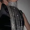 Akcesoria do kostiumów Bling Diamante metalowy łańcuszek z frędzlami regulowany Choker przepuszczalność Hollow Out Cover Up Top nocna impreza klubowa seksowne łańcuszki