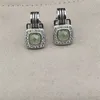 Vente au détail en gros à la mode femmes boucle d'oreille designer boucles d'oreilles designers luxe élégant incrusté vert et petit cristal zircon dangler haute bijoux banquet cadeau de mariage