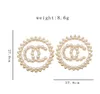 Letras de oro de 18 km de 18 k con pendientes de tachuelas coreanas de la perla