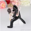 Wedding Cake Decoration White And Black Bride And Bridegroom Couple Figures Toppers Classic Kissing Hug Cheap