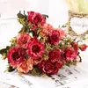 Decorative Flowers 7 Heads/Bundle Rose Artificial Pink Peony Bouquet Silk Fake Flower For Home Wedding Decoration