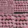 Verre 8 mm Rose Cristaux de quartz rose Perles en vrac Pierre 15 brins 3 4 6 8 10 12 mm Taille de choix pour la fabrication de bijoux Livraison directe Dhgarden Dhjgi