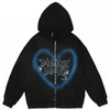 Bluzy damskie bluzy Y2K Zipup Hip Hop Hop Streetwear Graffiti Print Heart Letter Bear Bluza jesienna harajuku punk egirl 230214