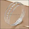 Bangle Fashion Classic Ladies Triple Boble Bracelet Sterling Sier plocada com tr￪s an￩is vidas Worlds Jewelry Drop Bracelets Dhgae