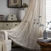 Sheer Curtains Curtain American Style Crochet Hollow Tassel Blackout Bedroom Kitchen Living Room Window for Home Decorate 230213