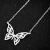 Lucky Hollow contorcy Butterfly Necklace Open Flying Dragonfly Wings Animal Bird Insect Insect Insect Insect Cipante in acciaio inossidabile Collar per donne