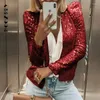 Women's Jackets BoozRey 2023 Fashion Sequin Women Glitter Long Sleeve Short Coats Elegant Spring Outwear Office Ladies Solid Streetwear