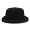 Chapéus de aba larga Bucket Gemvie 4 Cores 100 Lã Felt Derby Bowler para homens Mulheres Magicista de Fedora Fedora Fedora Magicista 230214