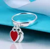 Titanium Steel Silver Love Ring Luxury Men and Women Blue Red Pink Ring Designer Par Jewelry Gift215s