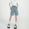 Kvinnors shorts Zhisilao Solid Kneelength Denim Women Pojkvän Casual High midja bredben Jeans Summer 230214