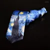 Bow Ties 3D Printing Oil Painting Men Jacquard Tie 8cm Fashion Slim Business Harajuku Casual Dating Holiday Party Accessoires Ntraligheid