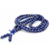 Beaded Natural Lapis Lazi 8Mm Gem Stone Buddhist 108 Beads Prayer Mala Mtipurpose Stretchy Bracelet Necklace 2Strands/Pack D Dhgarden Dhqy0