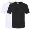 DesignerMen's Tee Shirts 흑백 고급 유럽 및 미국 브랜드 100% 면 통기성 주름 방지 필링 방지 캐주얼 스트리트 크루넥 반소매