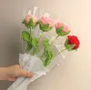 Flor de punto de ganchillo hecha a mano, rosa de punto, regalo de San Valentín, producto terminado, rosas de flores de punto