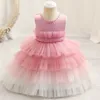 Vestidos de menina vestido de bebê de renda de renda para meninas de 1º ano de aniversário de aniversário de casamento batizado de roupas infantis 230214