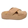 Designer Slippers Womens Platform Fashion Sandals Embroidery Canvas Mid Heel High slides slip on slippers Size:35-45