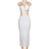 Casual Dresses White One Shoulder Long For Women Sexig Cut Out Backless Slim Summer Fashion Party Vacation Beach Outfits 230214