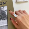 Cluster Rings 925 Sterling Silver Ring Inlaid Oval Shell Cube for Women Elegant Wide Face Justerbar Fine Jewelry Party Korean
