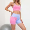 Active Sets Seamless Yoga Women Plunge Neck Sports Bra And Cycling Shorts Gym Clothing Athletic Wear For Workout Set
