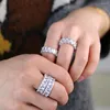 Eheringe Trendy Design Ewigkeit Versprechen Ring Gepflastert Österreichischen CZ Zirkon Runde Verlobungsband Für Frauen Männer Fingerschmuck