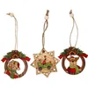 Christmas Decorations 3Pcs Wood Snowman Deer Tree Hanging Ornament Craft Decor