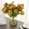 Decorative Flowers European Style Artificial Peony Flower Bouquets High Quality Bedroom Home Decor Silk Wreath Fake For Wedding Decoration