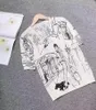 Polo da donna Estate Coreana T-shirt pettinate in maglia da donna Casual O Collo Pullover T-shirt sottile a maniche corte Graffiti T-shirt moda allentata