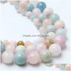 Pierre 8Mm Perles Naturelles Colorf Morganite Ronde En Vrac Pour La Fabrication De Bijoux 15Inche / Strand Diy Bracelet Collier Drop Delivery Dhgarden Dhujv