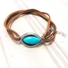 Choker Böhmen Seil Kette Für Frauen Vintage Goth Oval Blau Stein Kurze Halskette Gothic Hals Zubehör Schmuck Geschenke VGN130