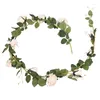 Dekorativa blommor lber 180 cm Artificial Rose Flower Vine Wedding Real Touch Silk med gröna blad för hem hängande krans december
