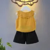 Vêtements LZH Vêtements d'été pour nouveau-nés Ensembles de bébé T-shirt sans manches Shorts Pièce Ensemble Enfant en bas âge Filles Costume Casual Enfants Tenue Années