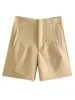 Women's Shorts TRAF Women Fashion Front Darts Side Pockets Vintage High Waist Zipper Fly Female Short Pants Mujer 230214