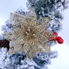 Julekorationer 5st Glitter konstgjorda blommor Xmas Tree Ornaments Merry Decor for Home Party Year Gifts Navidad