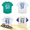 Retro Ichiro Suzuki 51 Randy Johnson Trikot Grün Beige Weiß Streifen Herren Trikots Genähtes Throwback