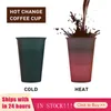 Kopjes schotels temperatuur magische kleur veranderen kleurrijk koud water veranderende koffiekok mokflessen met rietjes 473 ml / 16 -vlies