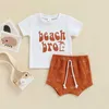 Sets Baby Boys Outfits Summer Casual Clothing Set Short Sleeve Crew Neck Letters Print Tops with Shorts Cotton Suit for Toddler