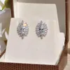 Stud Earrings Huitan Creative Shape For Women Luxury Paved Marquise Cubic Zirconia Crystal Piercing Statement Jewelry