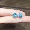 Kolczyki stadninowe Osiem serc i strzałek z PT950 Bluegreen Mosan Diamond Studded Female