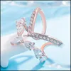 Band Rings Simple Sier Ring Geometric Jewelry Zircon Wild Microset Water Drop Doublelayer Opening Personality Trend Irregar Delivery Dhigo