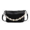 Evening Bags Vintage Women Bag Soft Leather Clutches Handbag Ladys Beads Chains Shoulder Solid Color Crossbody Fashion Satchels
