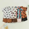 Stelt casual peuter Baby Boys PCS kledingpakken Mode zomer Outfits Kids Kinderen Korte Mouw Grafische afdruk Button Down Shirt Shorts Set