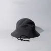 Breda brimhattar 2021 Snabb torr vindtät bonnet Femme Sun Caps Basin Bucket Cap Outdoor Camping Drawstring Fisherman Men Black Hat 5658CM R230214