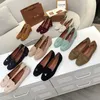 이탈리아 디자이너 Loropiana Shoes LP 여자 여름 싱글 두꺼운 발 뒤꿈치 전체 양가죽 이탈리아 고급 로우 푸셔