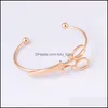 Bangle Scissors Bracelet For Women Hollow Shears Bracelets Bangles Adjustable Hip Hop Party Gifts Gold Sier Plated Cuff Drop Deliver Dhpan